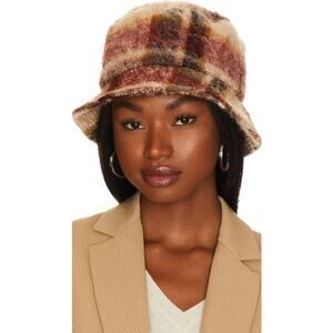 Anine Bing Women's Multicolor Plaid Wool Fuzzy Knit Cami Bucket Hat Size XS/S